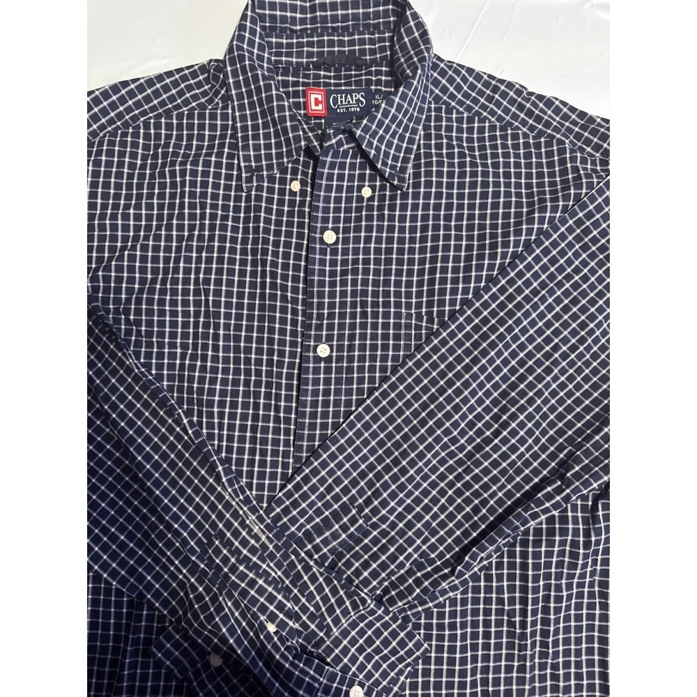 Chaps XL Mens Long Sleeve Button Up Plaid Checkered Casual Shirt